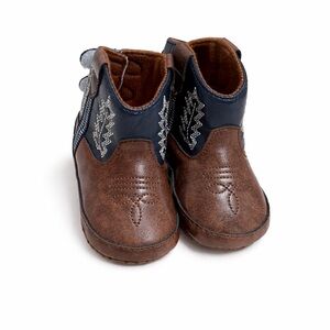 Baby Cowboy Boots Newborn Brown Blue Western Booties Soft Sole-Unisex